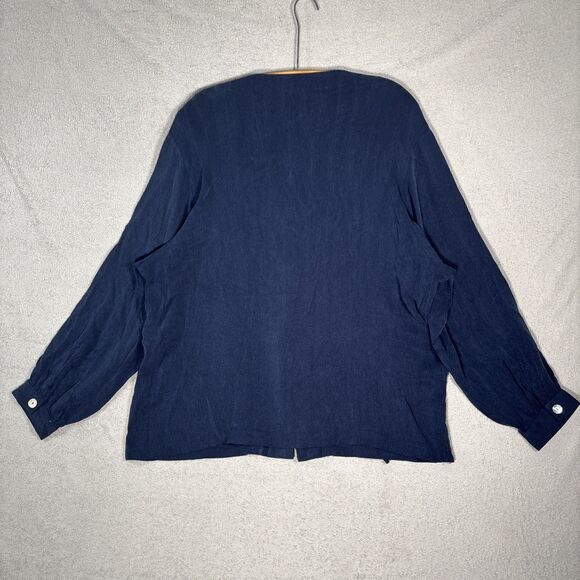 Vintage Design Todays Tunic Top Women’s 2X Navy Blue Rayon Silk Lagenlook Boxy - Picture 14 of 16